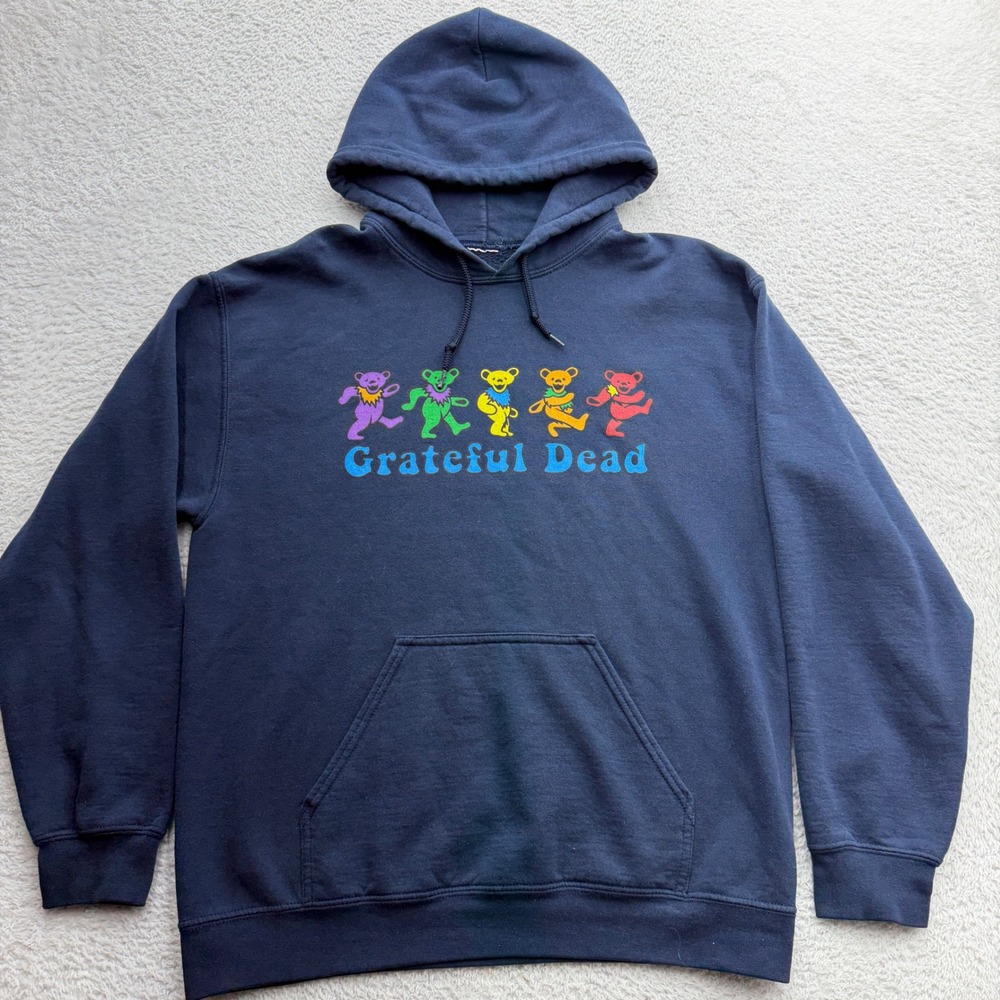 VTG Grateful Dead Dancing Bears‎ Hoodie Navy Blue Graphic Pullover Mens M